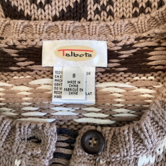 Talbots Nordic Fair Isle Cardigan Sweater Sz S #337L - Picture 8 of 9